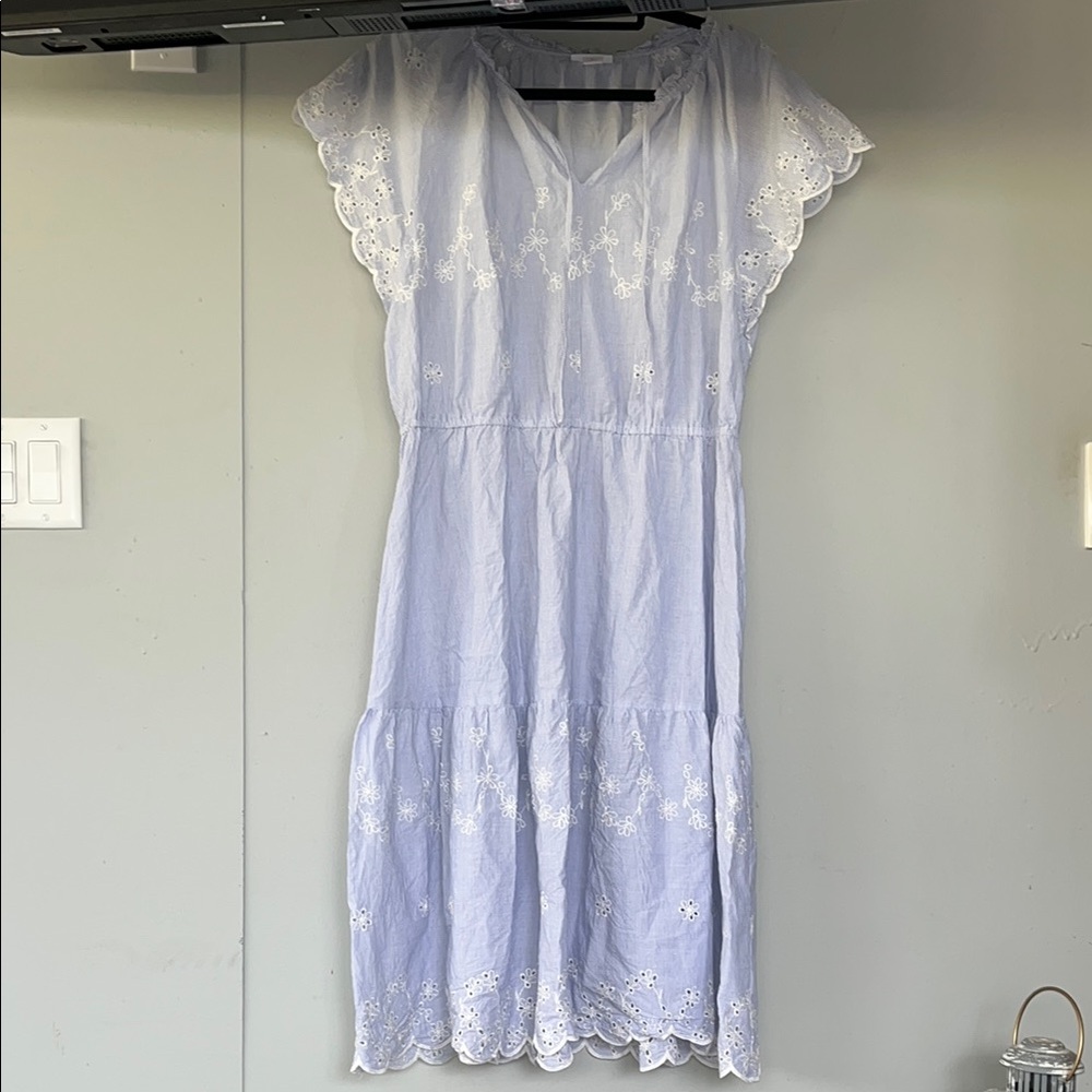 Liz Claiborne Light Blue Embroidered Midi Dress